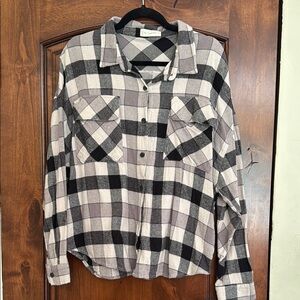 By Together Black and BeigePlaid Button-Up Shirt size M